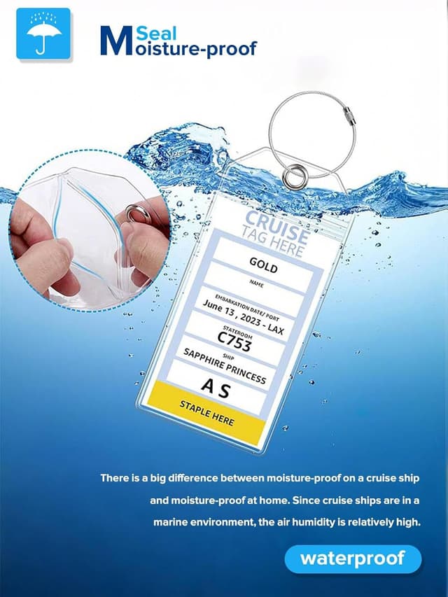 Detalle de Lammcou Kofferanhänger für Kreuzfahrten (XXL, 19 x 11 cm) – wasserfestes PVC, transparent, 9er Set