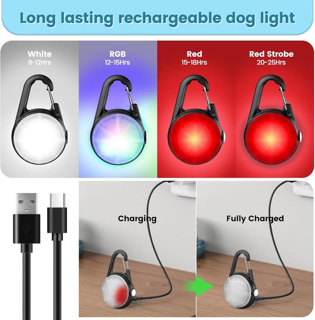 Detalle 2 de Hund Lichter 2er-Pack wiederaufladbar Sicherheitslicht für Hunde