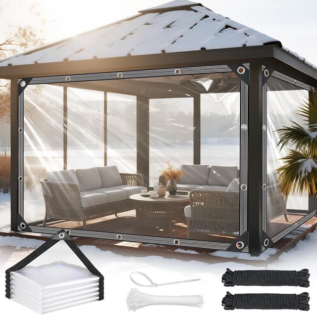 Detalle de Clear Tarps Heavy Duty Waterproof 8x8ft Clear Tarp (14Mil) with Grommets and Reinforced Edges