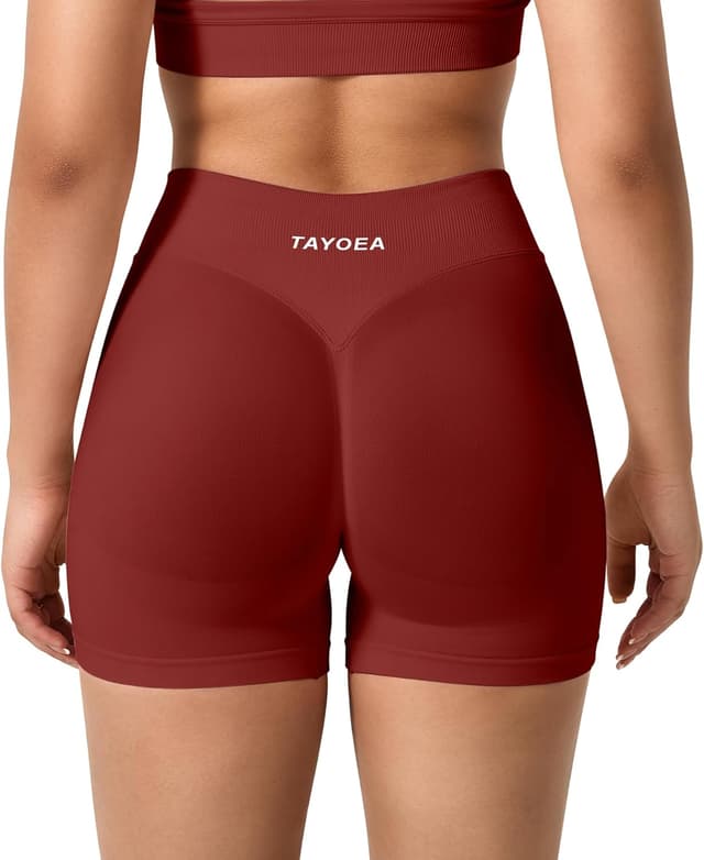 Detalle de TAYOEA Sport Shorts Damen Scrunch – kurze Scrunch-Workouthose mit Push-up & Butt-Lifting-Effekt