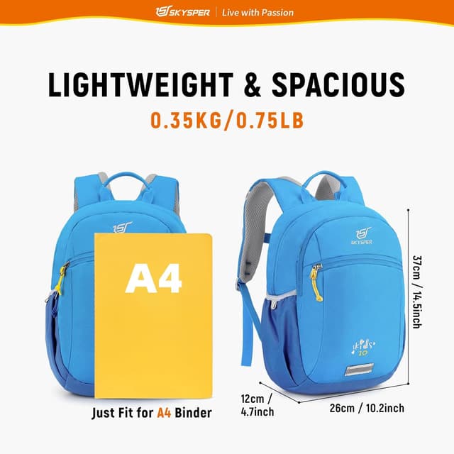 Detalle 2 de SKYSPER Kinderrucksack 10L mit Brustgurt – Wanderrucksack für Jungen & Mädchen