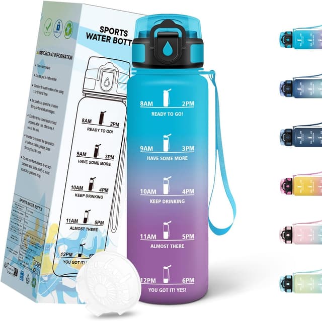 Detalle de Mulbijeo Borraccia Palestra 500 ml con scritte motivazionali, a prova di perdite e borraccia bambini