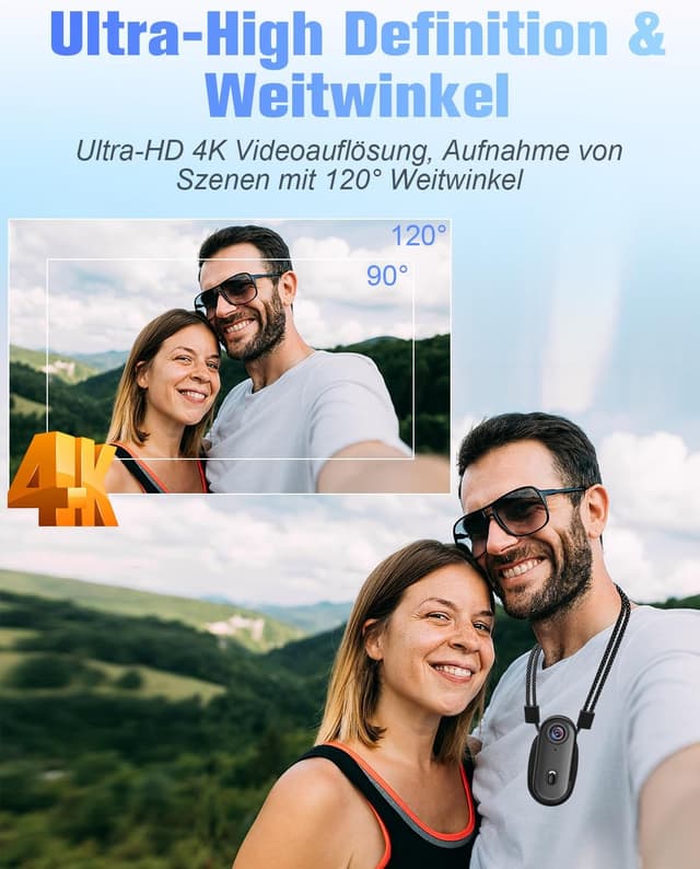 Detalle de Nisanuki Action Cam 4K – Sportkamera WLAN mit 120° Weitwinkel, Mini-Helm- & Unterwasserkamera