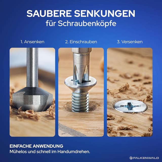 Thumbnail 3 de Falkenwald Kegelsenker Set HSS-CO Stahl 6-teilig