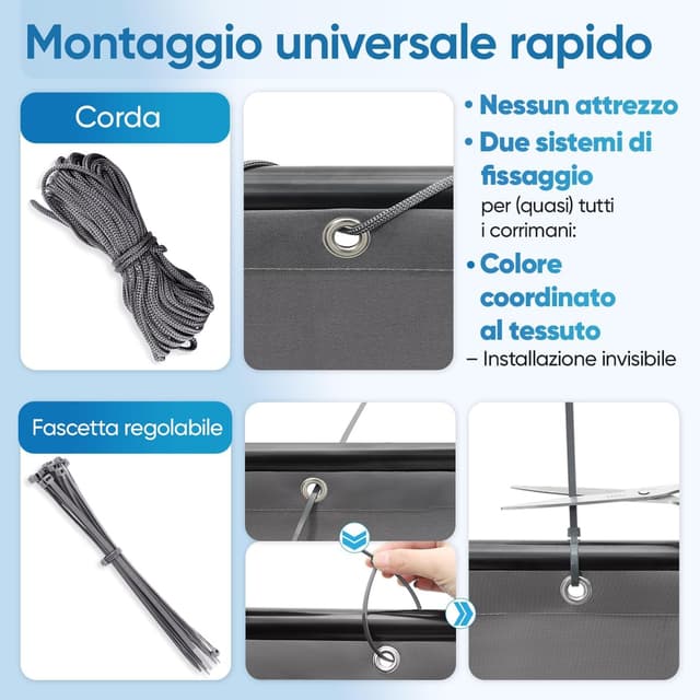 Detalle 2 de Sekey copertura per balcone in poliestere con protezione privacy 100 x 600 cm, senza viti