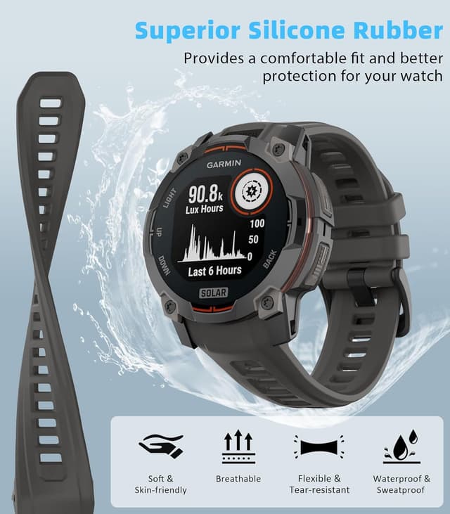 Thumbnail 2 de MoKo Rubber Sport Watch Band for Garmin Instinct 3 45mm