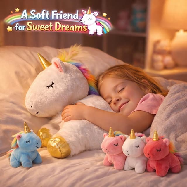 Detalle de KMUYSL Unicorn Mommy Plush Set 4 Baby Unicorns