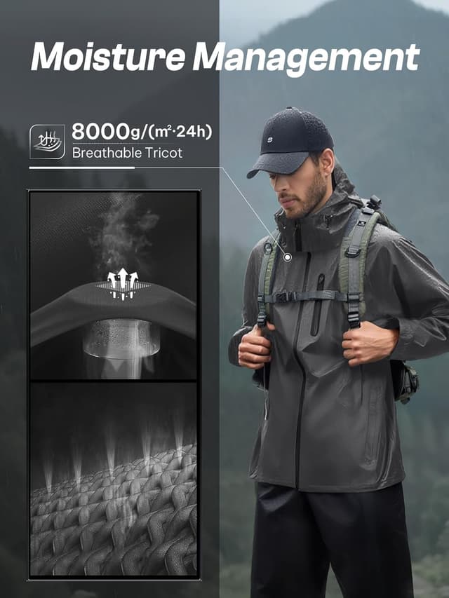 Thumbnail 3 de SaphiRose Men's Waterproof Rain Suit 2pc Packable ⛱