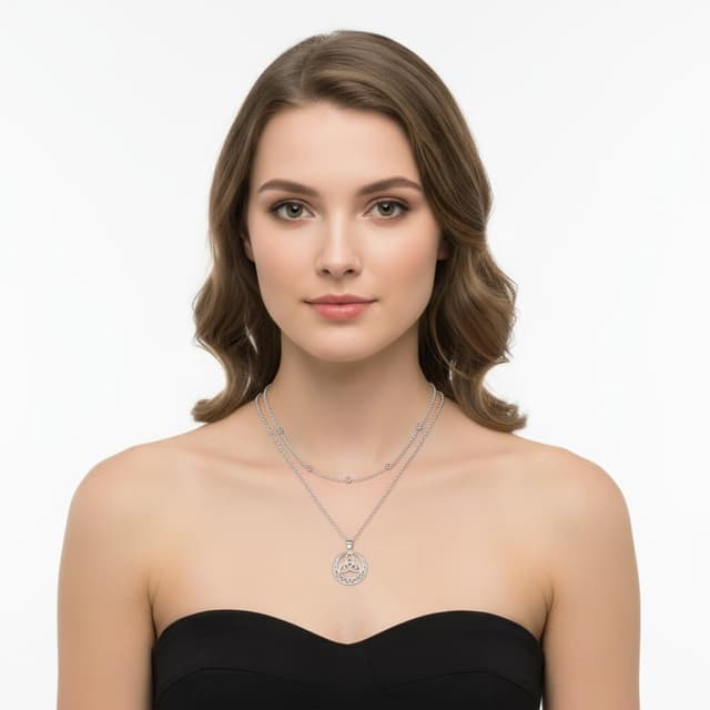 Detalle de Collier pour femme en argent sterling 925 J.MUEN – pendentif nœud de sorcière, chaîne 45 + 5 cm avec boîte cadeau