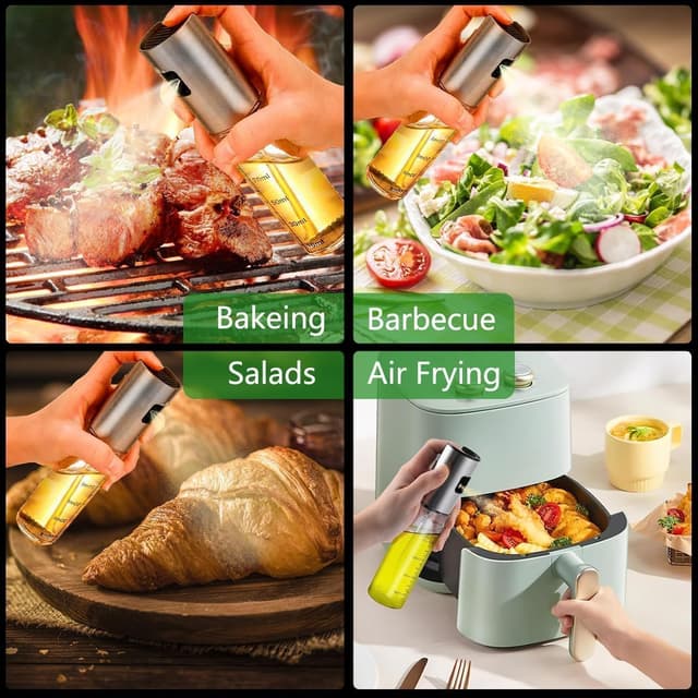 Detalle de BETA NOBLE verstärkte Ölsprüher zum Kochen (2 Stück) – Öl Sprühflasche für Salat, Grillen & Backen