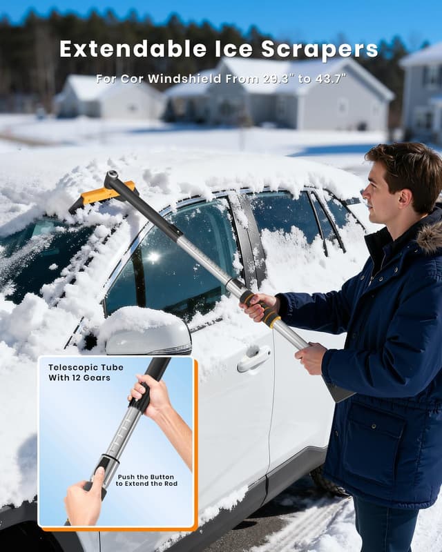 Thumbnail 4 de helloleiboo 43.7" Extendable Ice Scraper with 12-Length Settings