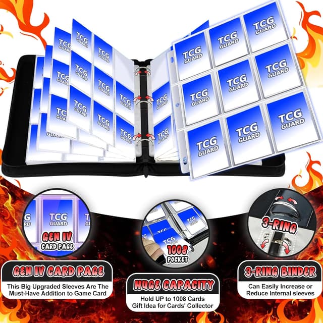 Thumbnail 4 de 1008 Card Binder 9-Pocket 56-Page Trading Card Album