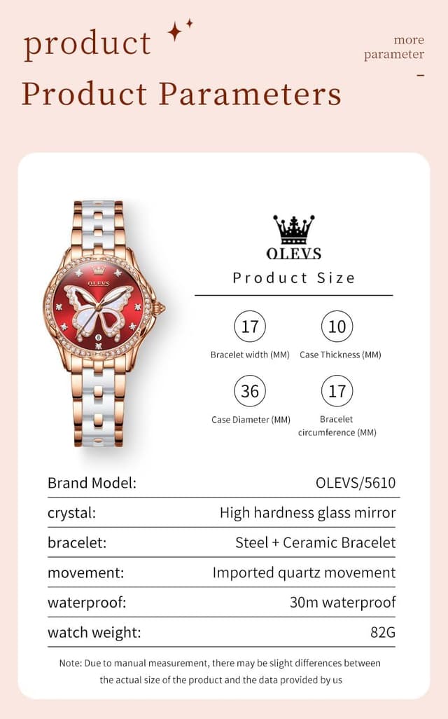 Thumbnail 5 de OLEVS Damen Diamantuhr Roségold Keramikglas 41mm