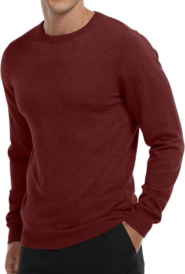Detalle de MLANM Men’s Crew Neck Vintage Slim Sweatshirt Jumper (Long Sleeve Knitwear)