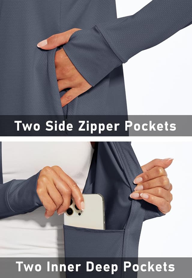 Detalle de MAGCOMSEN Women’s UPF 50+ Lightweight Athletic Jacket Sun Protection (Full Zip Long Sleeve)