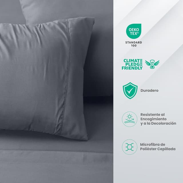 Thumbnail 3 de Utopia Bedding 90x190 Sábanas 3 piezas gris