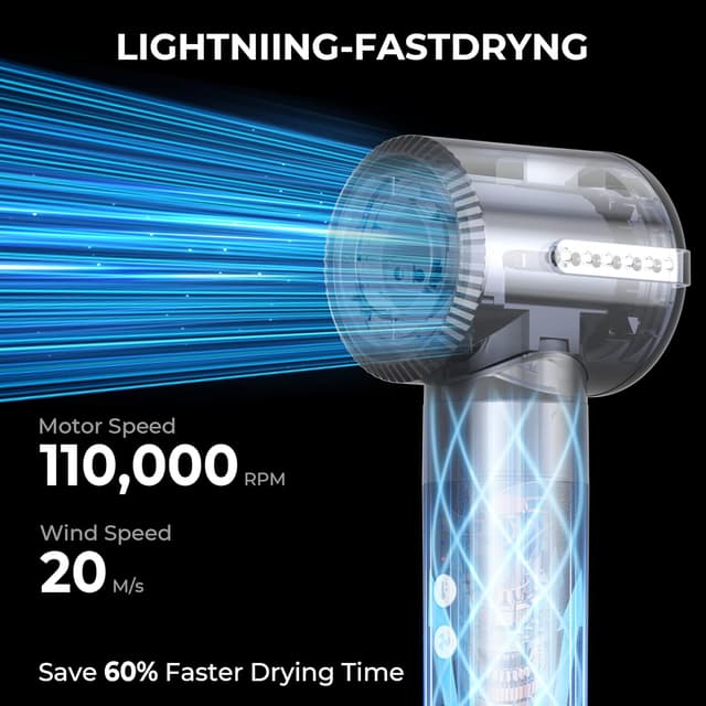 Detalle de UKLISS Air Styler 7-in-1 Warmluftbürste-Set mit Ionenpflege und 7 Aufsätzen