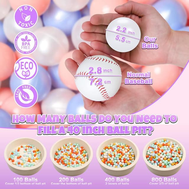 Detalle de GOGOSO Ball Pit Balls for Toddlers Kids (Plastic, BPA-Free, Pastel) — Bulk Count