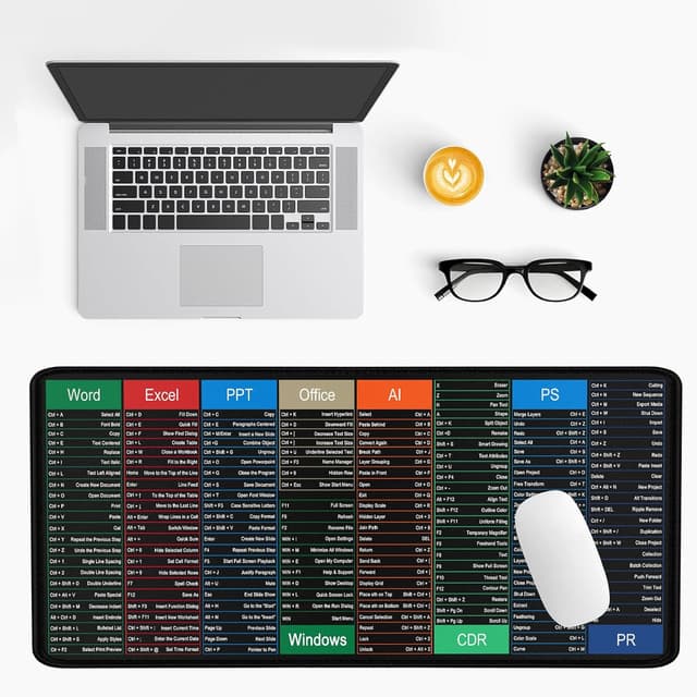 Detalle 2 de Gaming-Mauspad mit Shortcut-Guide für Excel, Word & PowerPoint (rutschfeste Unterseite, gesäumte Kanten)