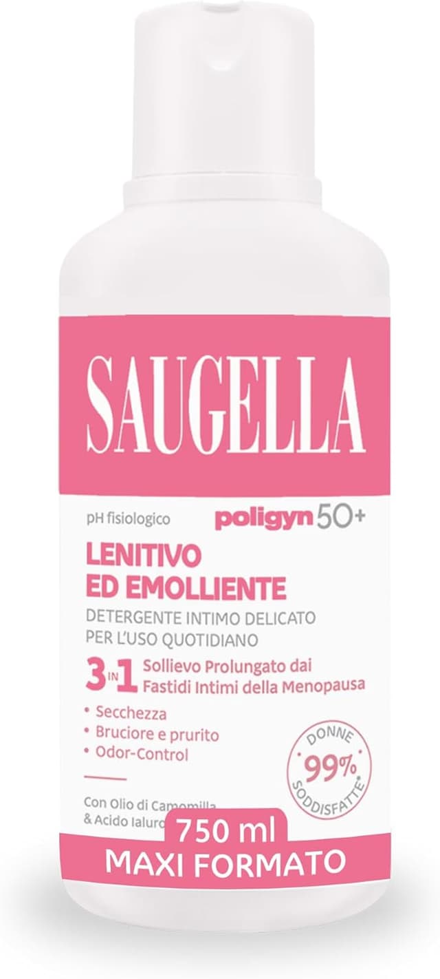 Detalle de Saugella Poligyn detergente intimo emolliente antiprurito con camomilla e acido lattico, pH neutro, adatto in menopausa (750 ml)