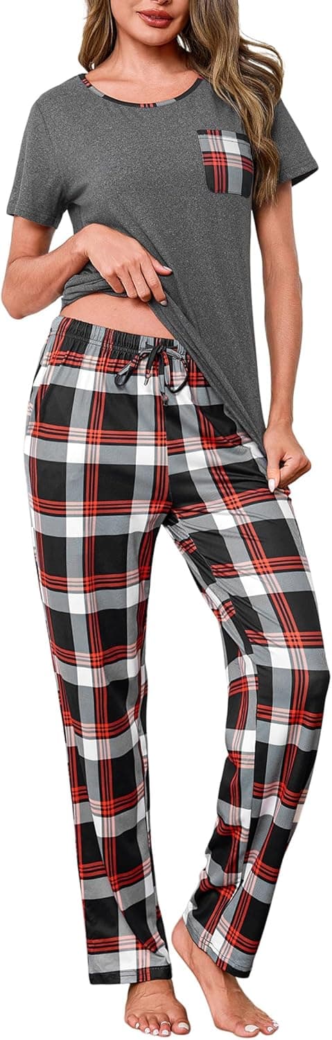 Detalle de Demegimi women’s pyjamas set cotton checked
