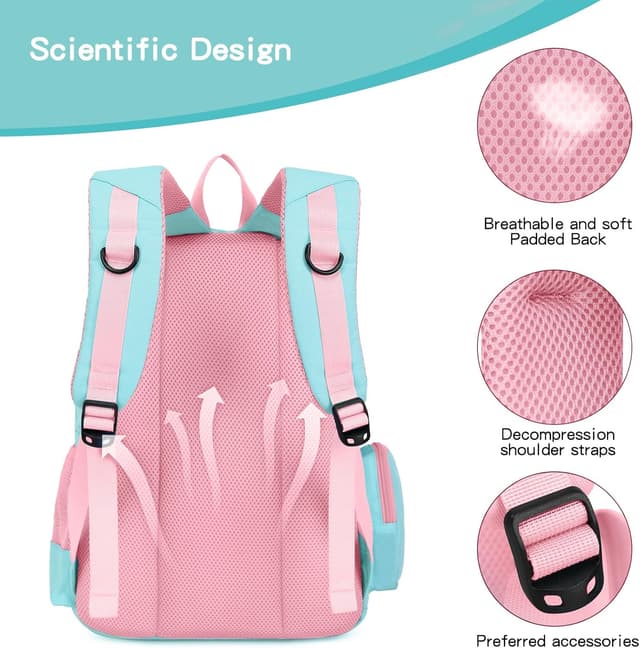 Detalle 2 de SIVENKE Kinderrucksack für Jungen & Mädchen (42 x 33 x 11 cm) – Schulrucksack mit gepolstertem Rücken