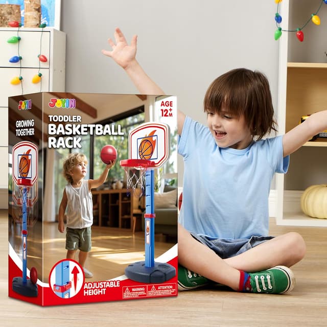 Thumbnail 6 de JOYIN Toddler Basketball Hoop Indoor (Adjustable 2.5–3.5 ft) with 4 Balls — Air Pump Included