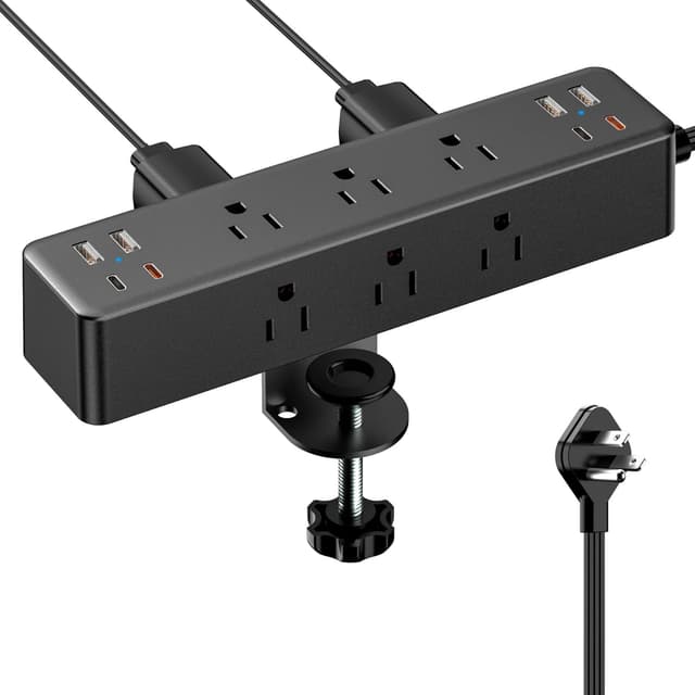 Imagen de Flat Plug Desk Clamp Power Strip 10FT 🔌 en OfertitasTOP