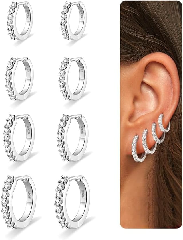 Detalle de Nelytiya 4 Paar Creolen 925 mit 7/8/9/10 mm