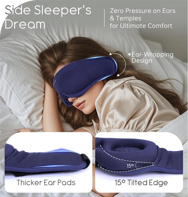 Detalle de TOPOINT Bamboo Cotton Bluetooth sleep mask