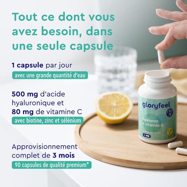 Detalle 2 de Acide Hyaluronique 500 mg, 90 gélules