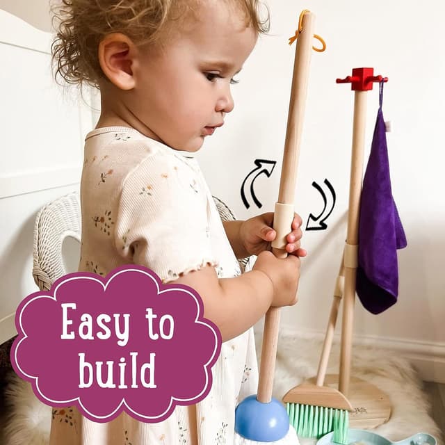 Detalle de Jaques of London Kids Cleaning Set wooden pretend play trolley for toddlers (since 1795)