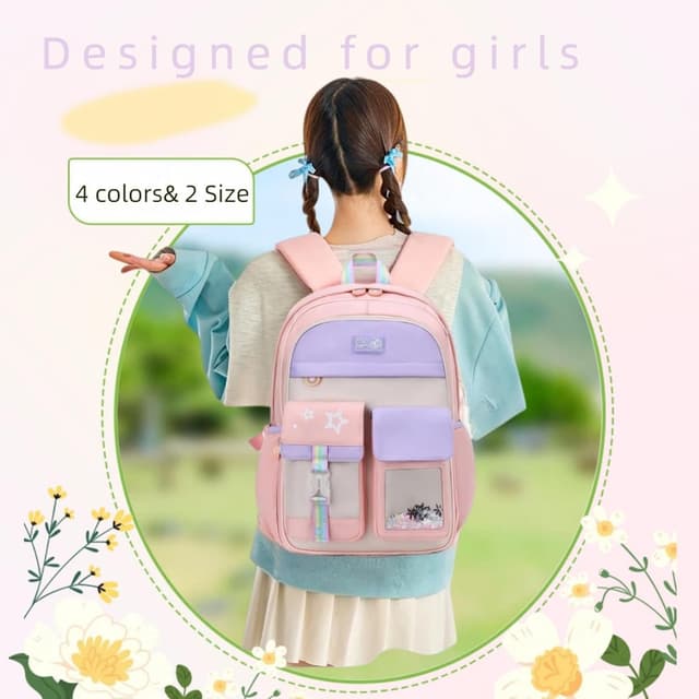 Thumbnail 6 de VIDOSCLA Cute Colourful Casual Daypack for Girls (Gradient Pink) – Kids School Backpack, 29 x 16 x 41cm