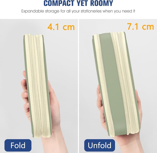 Detalle de FINPAC Federmäppchen Federtasche erweiterbar (ZA – Grün) – Stifteetui mit Organizer und Netzfach