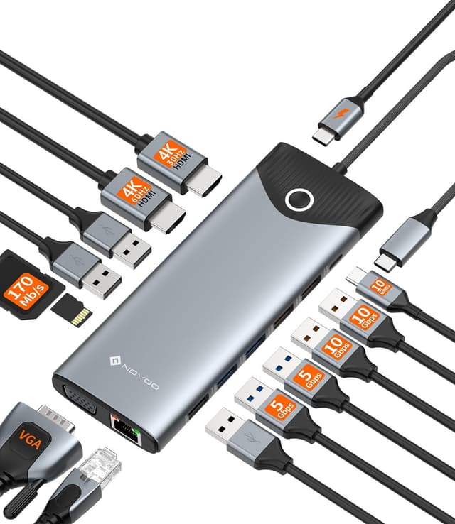 Imagen de Station d’accueil USB-C NOVOO triple affichage 15 en 1 en OfertitasTOP