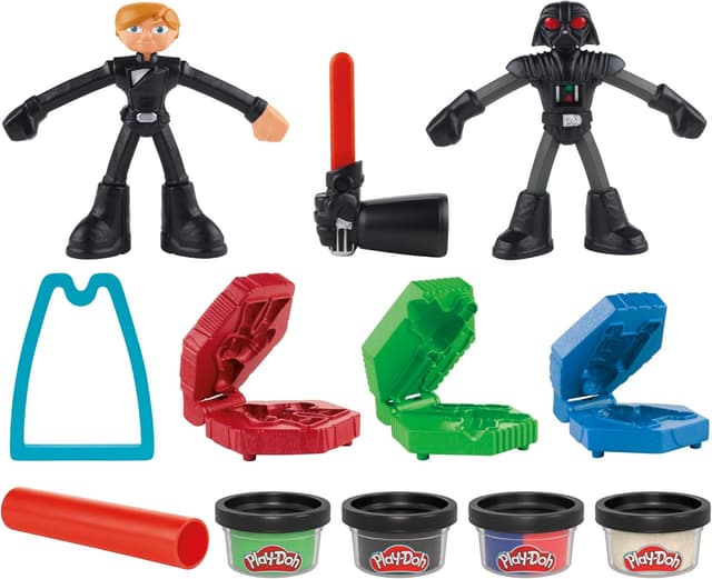 Detalle de Play-Doh Star Wars Galaktische Knet-Abenteuer Action-Figurenset (10 cm) – Squish & Slice Lightsabers