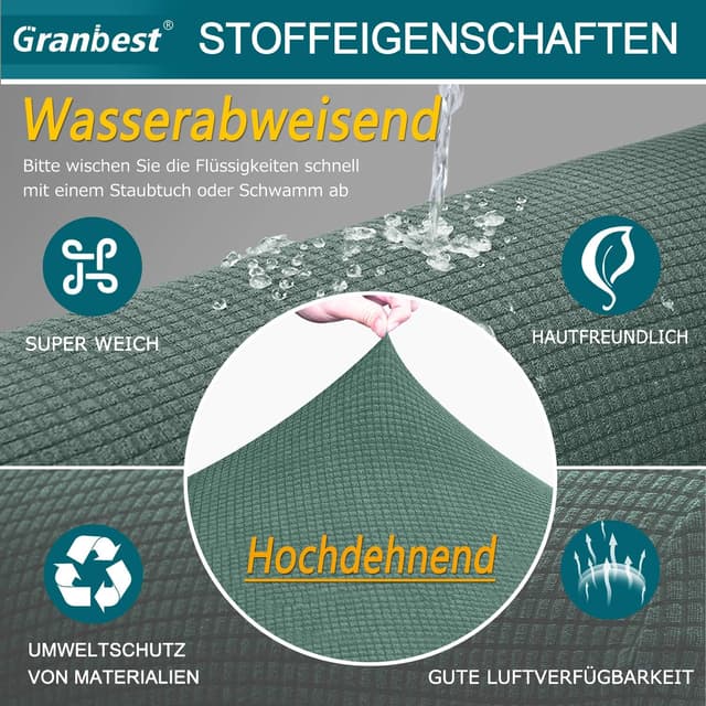 Detalle de Granbest Copridivano elasticizzato impermeabile in spandex con gommapiuma antiscivolo (3 posti, salvia)