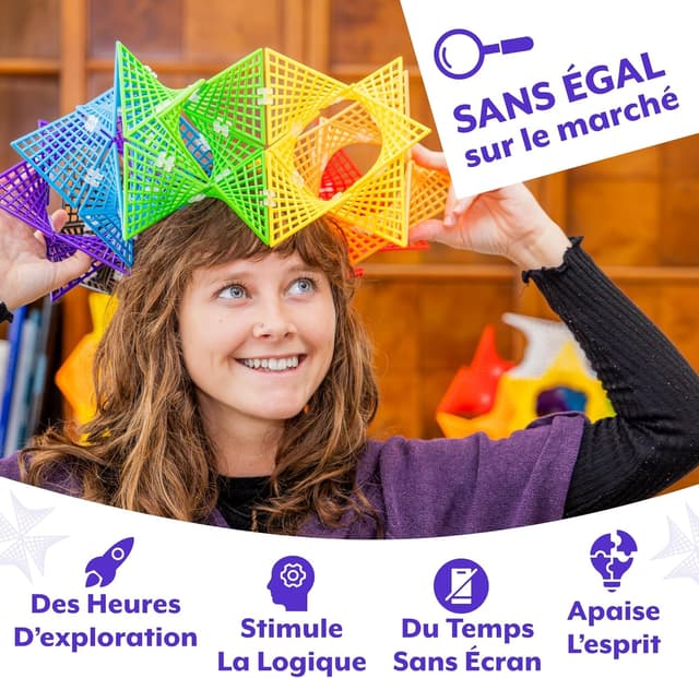 Thumbnail 2 de Hypertile Hyperbolique STEM 3D (48 tuiles & 80 connecteurs) Fun in Motion Toys