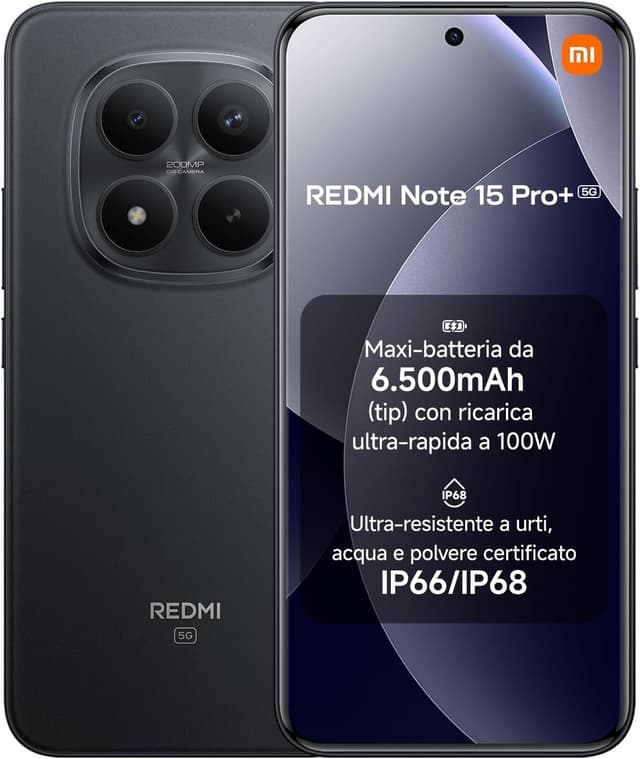 Detalle de Xiaomi Redmi Note 15 Pro+ 5G 8+256GB: batteria da 6500 mAh, fotocamera 200 MP e display AMOLED 6,83