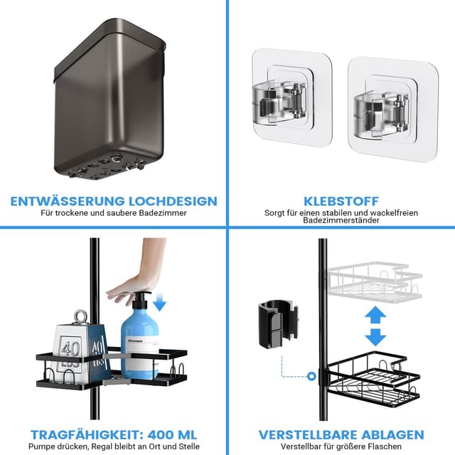 Thumbnail 4 de FINIBO Teleskop Duschregal 43.5-120 inch