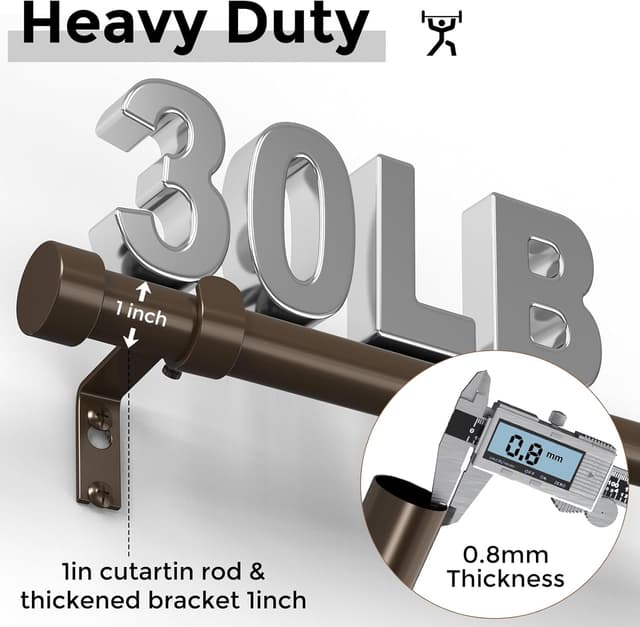 Detalle de VOIIY Bronze Curtain Rods 36-88 in