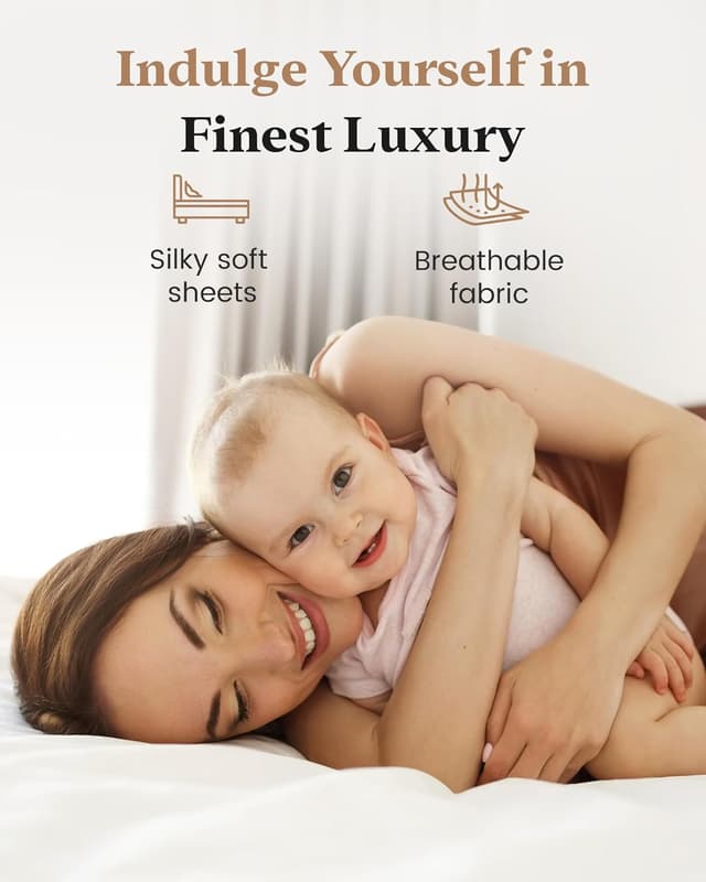 Detalle 2 de Luxury 100% Egyptian Cotton Fitted Sheet (Soft Sateen Weave) – 1000 TC, 41cm/16" deep fit, King, White