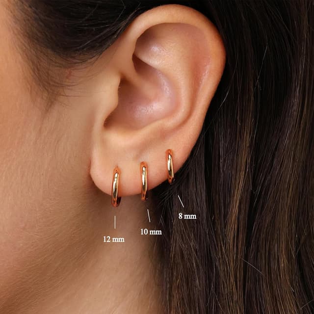 Detalle 2 de MASOP Creolen aus Silber 925 mit Stecker – Ohrringe in 8/10/12 mm (Rosegold-Optik) für Damen, Herren & Kinder