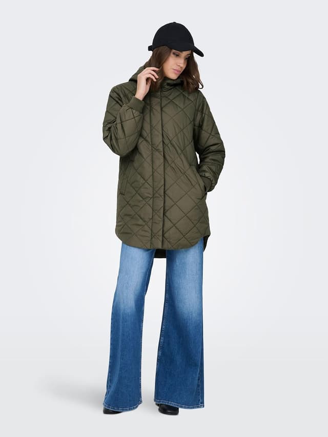Detalle 2 de ONLY cappotto trapuntato con cappuccio e zip da donna Onljuliet Otw Noos