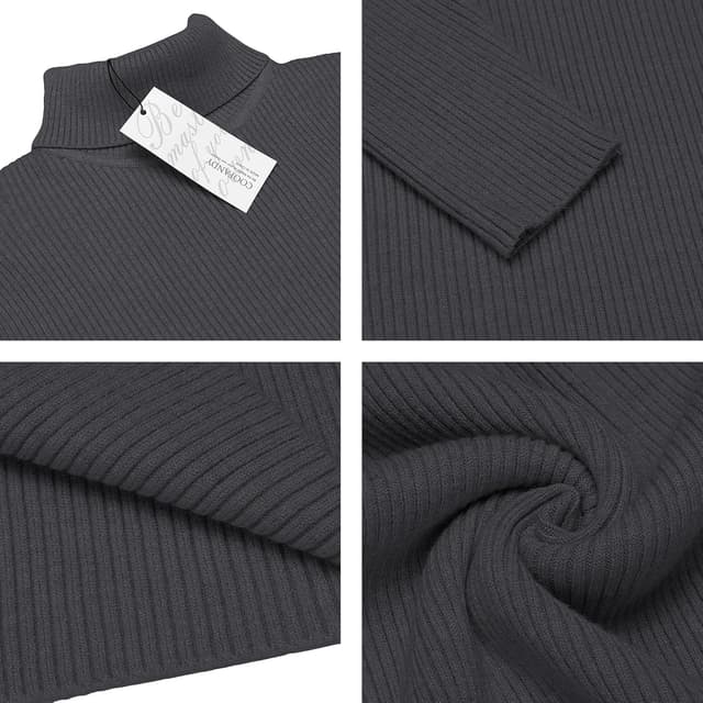 Detalle de COOFANDY Maglione da uomo a collo alto con maniche lunghe in maglia fine slim basic