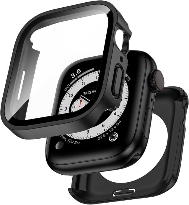 Detalle de Kawoco 2-in-1 wasserdichte Hülle für Apple Watch Series 6/5/4/SE/SE 2 (40 mm) mit Schutzglas, Schwarz