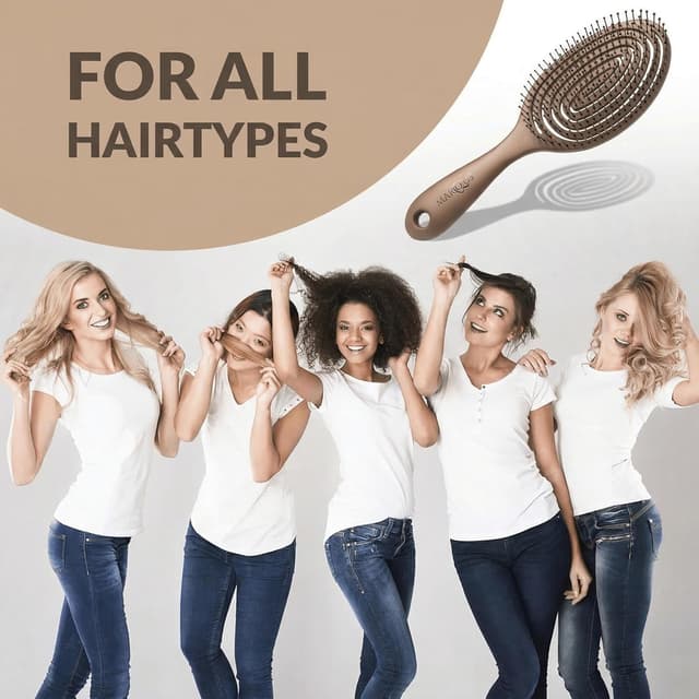 Detalle de marQus Haarbürste ohne Ziepen – Entwirrbürste mit Doppelspiralfeder (1 Stück), Metallic Braun