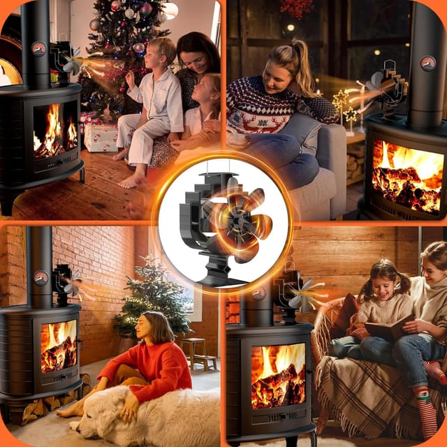 Thumbnail 6 de Gisam ventilateur de poêle 6 pales 60° noir