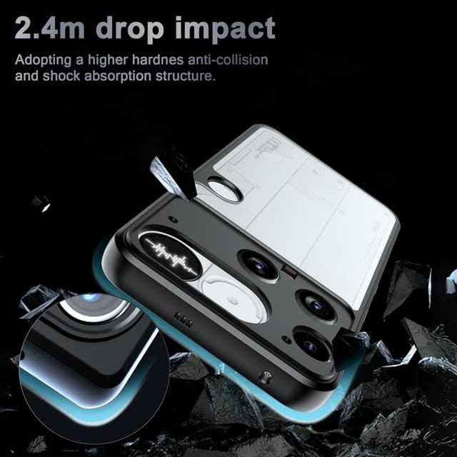 Detalle 2 de Fitudoos Hülle für Nothing Phone 3 – transparente PC-Rückseite gegen Kratzer und Fingerabdrücke