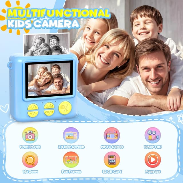 Detalle de LUVTOY Macchina Fotografica Bambini istantanea con stampa termica da 2,4" e 32GB